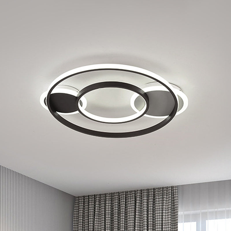 Round Acrylic Flush Ceiling Light Nordic LED Black Flushmount Lighting in Warm/White Light