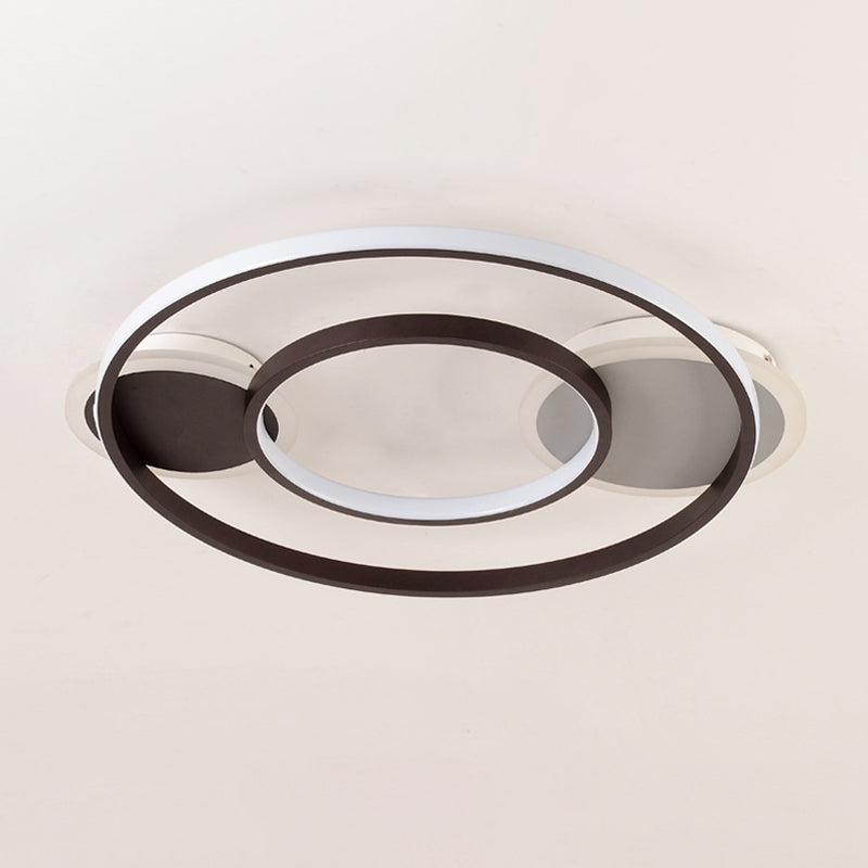 Round Acrylic Flush Ceiling Light Nordic LED Black Flushmount Lighting in Warm/White Light