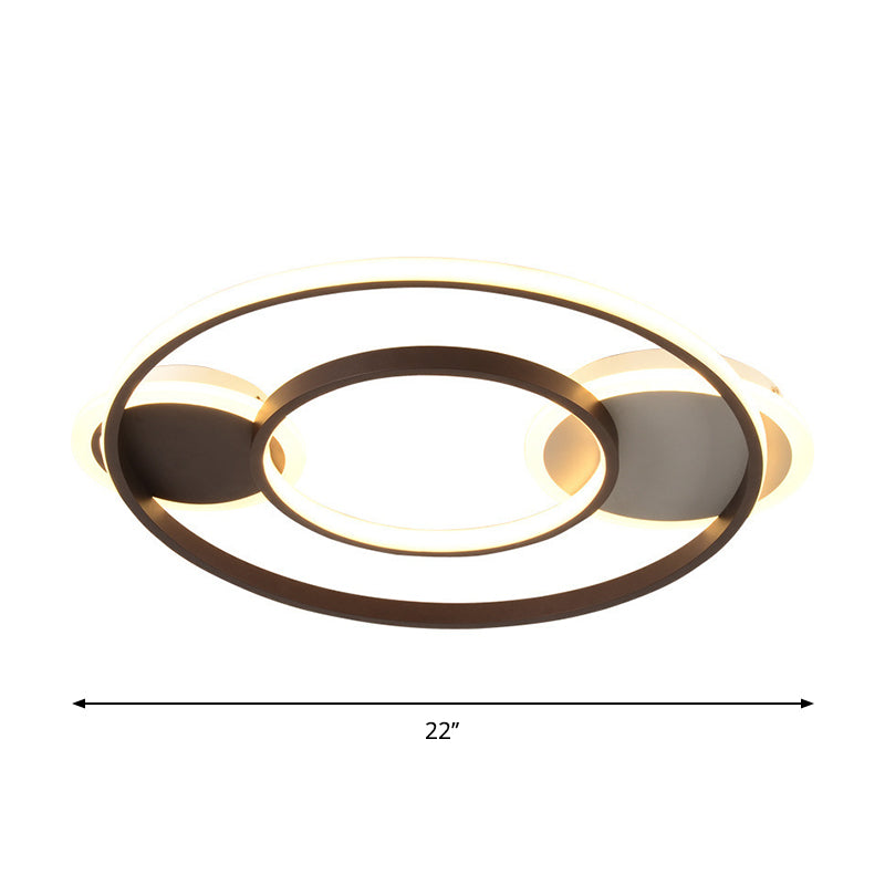 Round Acrylic Flush Ceiling Light Nordic LED Black Flushmount Lighting in Warm/White Light