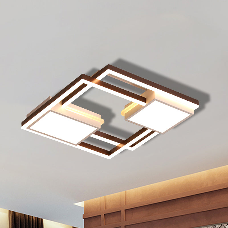 Nordic LED Ceiling Flush Mount with Acrylic Shade Black Geometric Flush Light Fixture, 18"/21.5" W