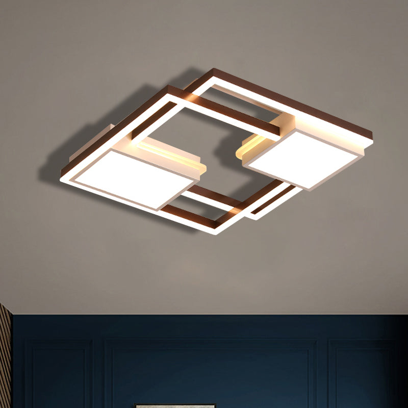 Nordic LED Ceiling Flush Mount with Acrylic Shade Black Geometric Flush Light Fixture, 18"/21.5" W