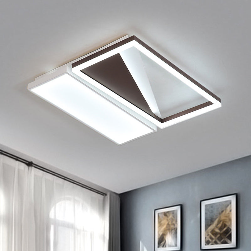 Black and White Geometric Flush Mount Modernism LED Acrylic Flush Light Fixture, 18"/21.5" Width