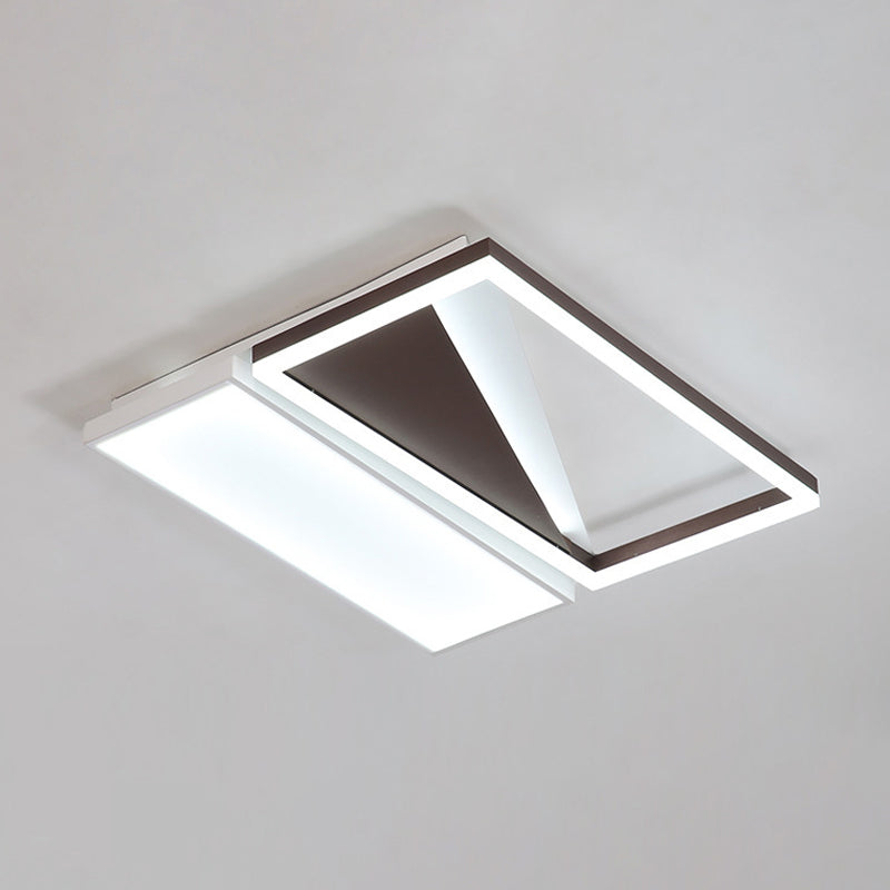 Black and White Geometric Flush Mount Modernism LED Acrylic Flush Light Fixture, 18"/21.5" Width