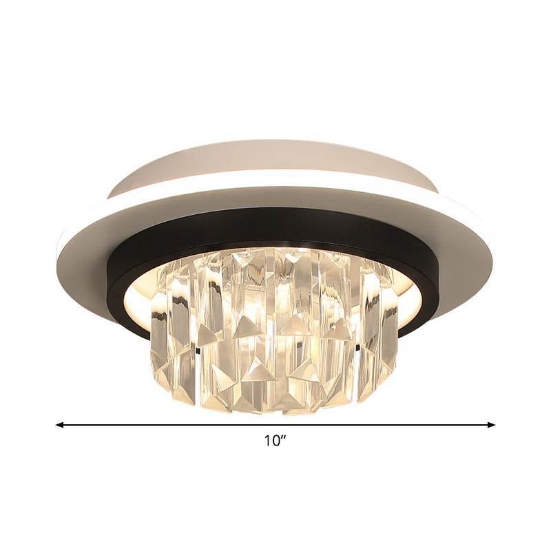 Modern Round/Square Ceiling Light Crystal Rectangle LED Corridor Flush Mount Lamp Fixture in Black