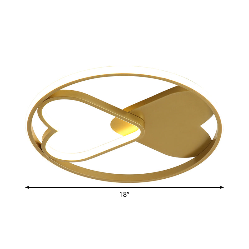 Loving Heart Acrylic Flush Mount Scandinavian LED Gold Ceiling Lighting in Warm/White Light