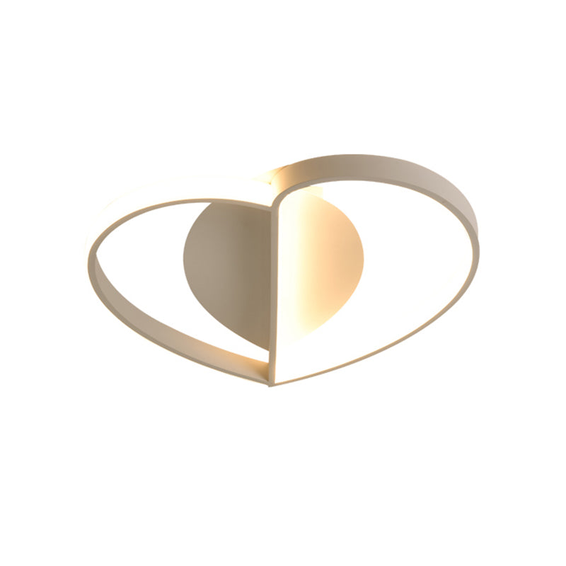 Nordic LED Ceiling Mounted Fixture White Heart Flush Lamp with Acrylic Shade in Warm/White Light