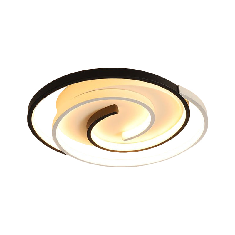 Swirling Flush Ceiling Light Modernist Acrylic LED Black Flush Mount Lamp, 18"/21.5" Wide