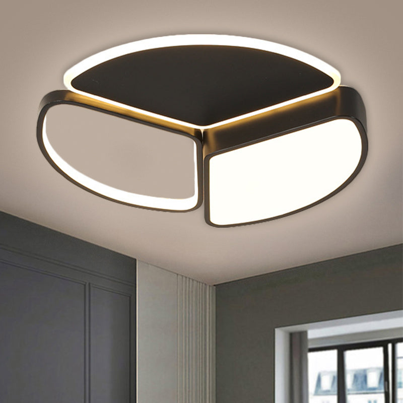 Geometric Flush Ceiling Light Modern Metal LED Black Flush Mount Lighting in Warm/White Light