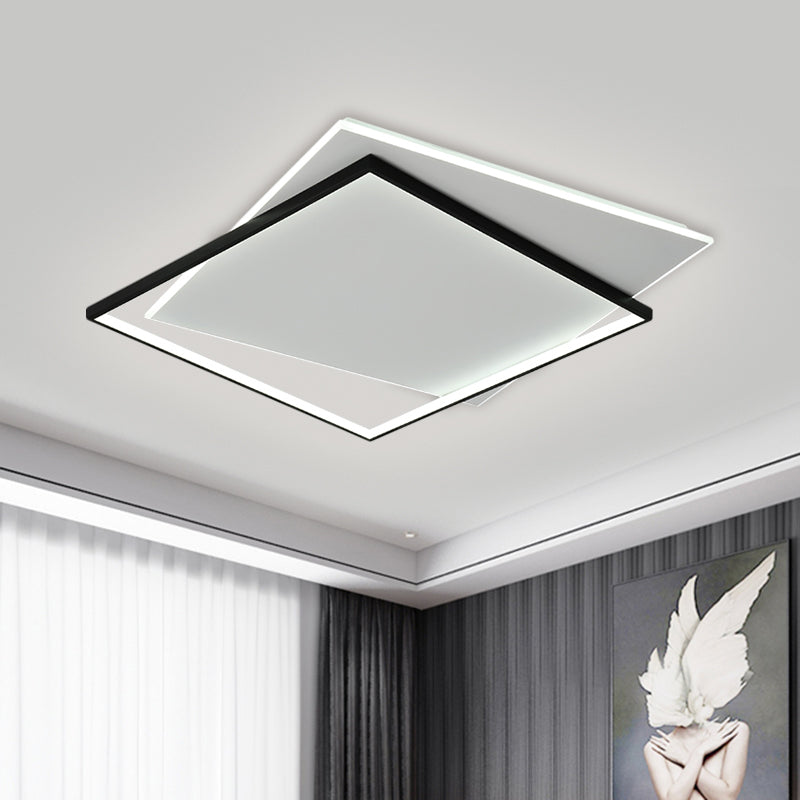 Overlapping Metallic Flush Mount Light Modernist LED Black Ceiling Mounted Fixture, 18"/21.5" Wide