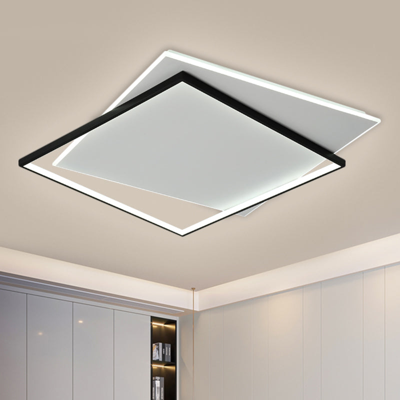 Overlapping Metallic Flush Mount Light Modernist LED Black Ceiling Mounted Fixture, 18"/21.5" Wide