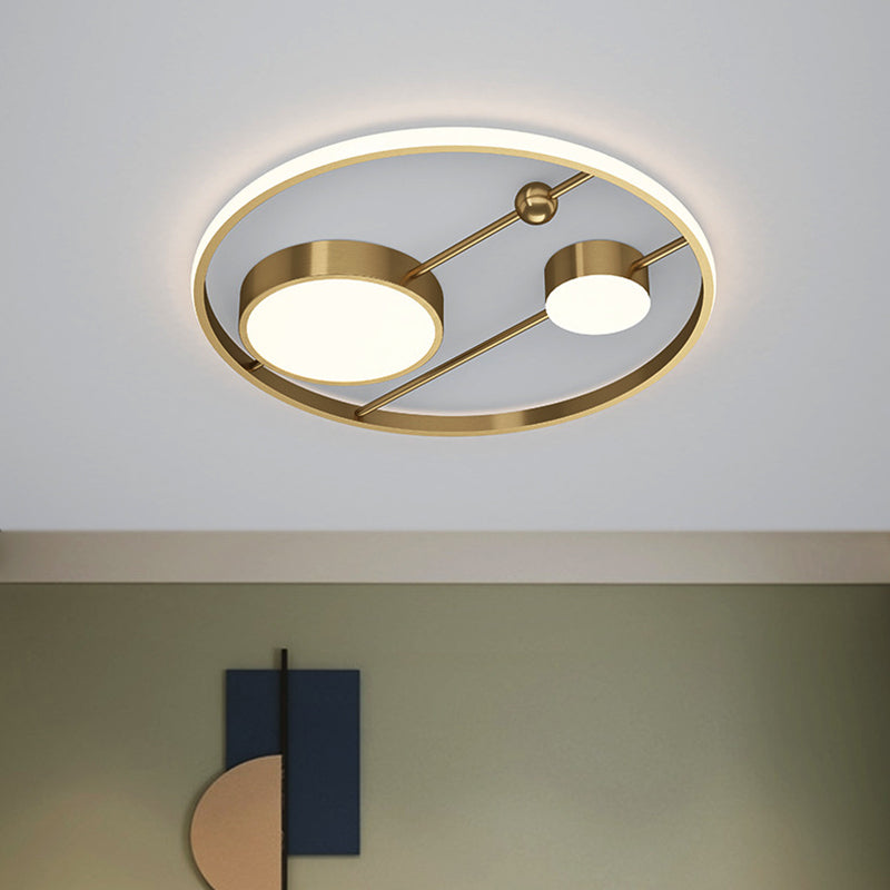 16"/19.5" W Rounded Flush Light Fixture Modernism Acrylic LED Brass Ceiling Flush Mount for Bedroom