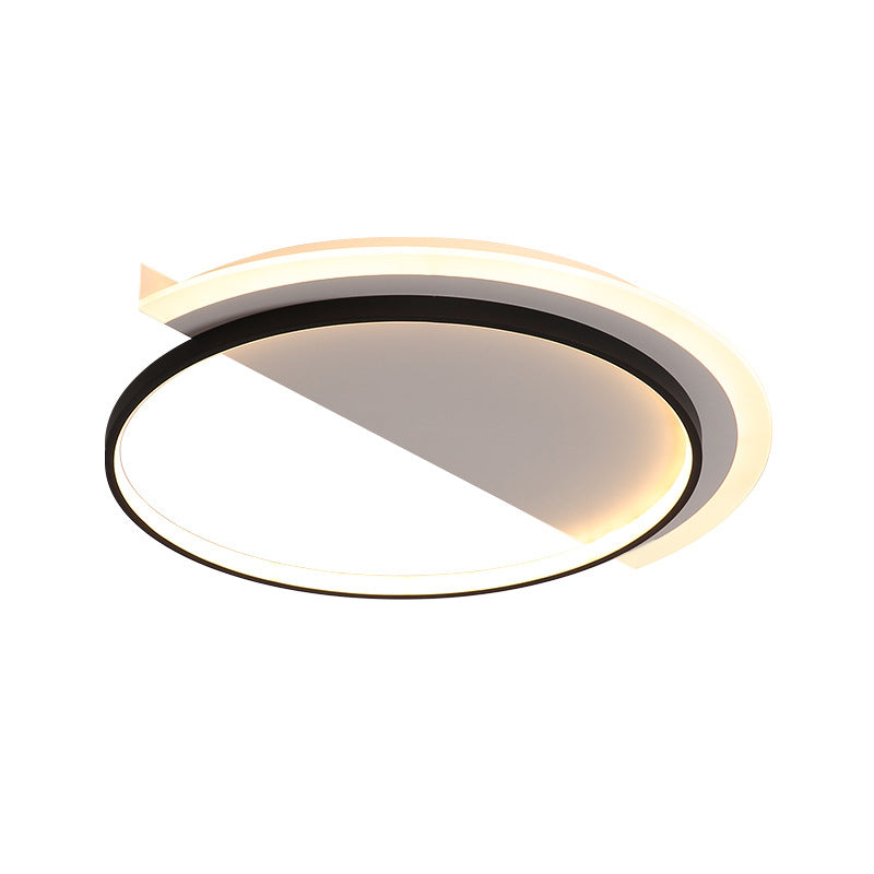 Acrylic Semicircle Ceiling Light Fixture Nordic LED Black Flush Mount Lighting, 18"/21.5" Width