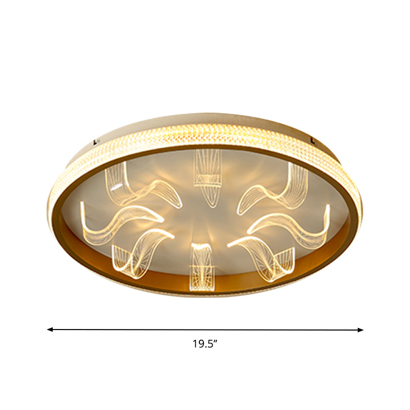 Nordic Circular Flush Ceiling Light Metallic LED Bedroom Flush Mount in Gold, Warm/White Light