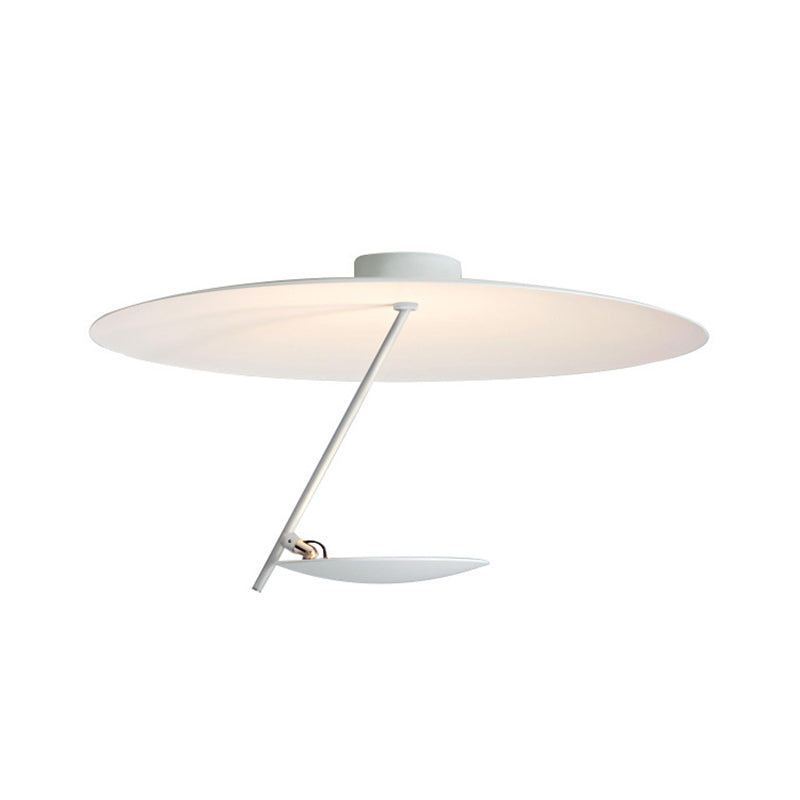 White Dome Flush plafonnier moderniste LED Metallic Semi Flush Mount pour chambre, 19,5 "/23,5" de large