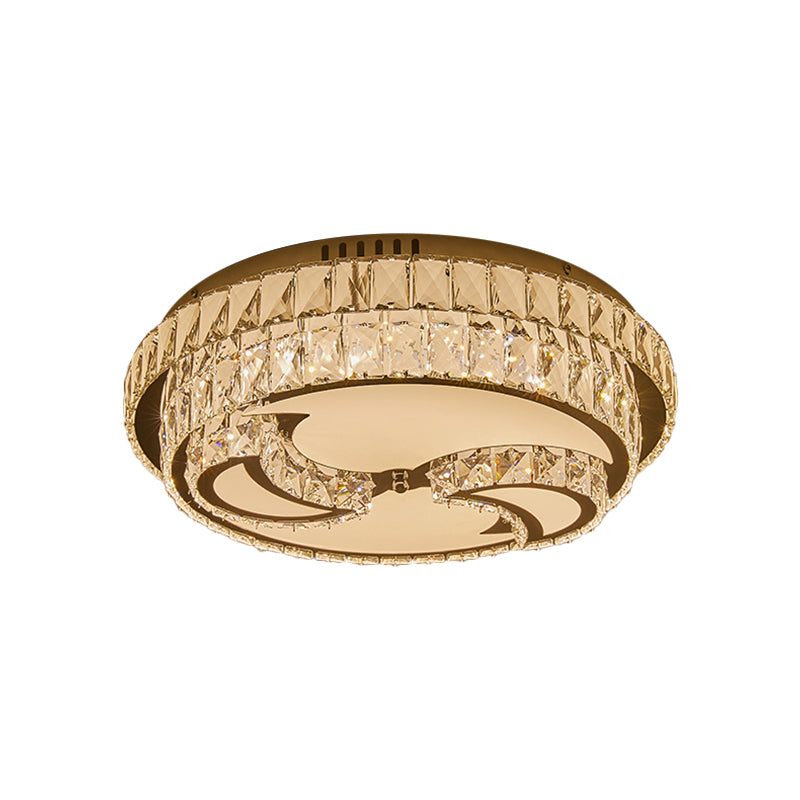 Leaf/Moon/Sun Ceiling Lighting Modernist Beveled Crystal Sleeping Room LED Flush Mount Lamp in Chrome