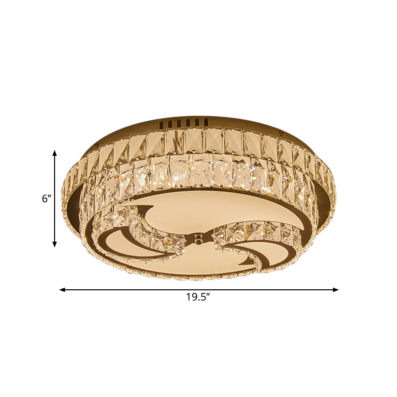 Leaf/Moon/Sun Ceiling Lighting Modernist Beveled Crystal Sleeping Room LED Flush Mount Lamp in Chrome