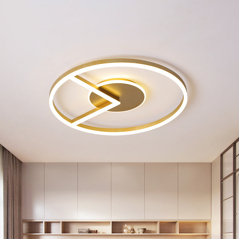 Minimalistische cirkel plafond gemonteerd armatuur metaal 16 "/19,5" W LED Slaapkamer Flush Lighting in goud, wit/warm licht