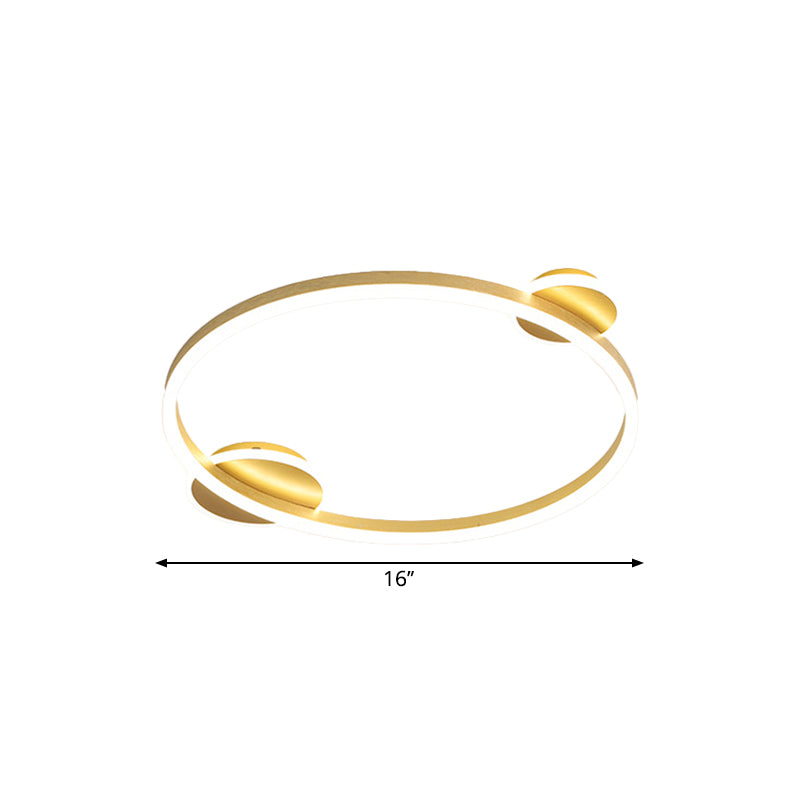 Gold Halo Ring Flush Mount Lighting Modernism LED Metallic Flushmount Ceiling Lamp in White/Warm Light, 16"/19.5" Dia