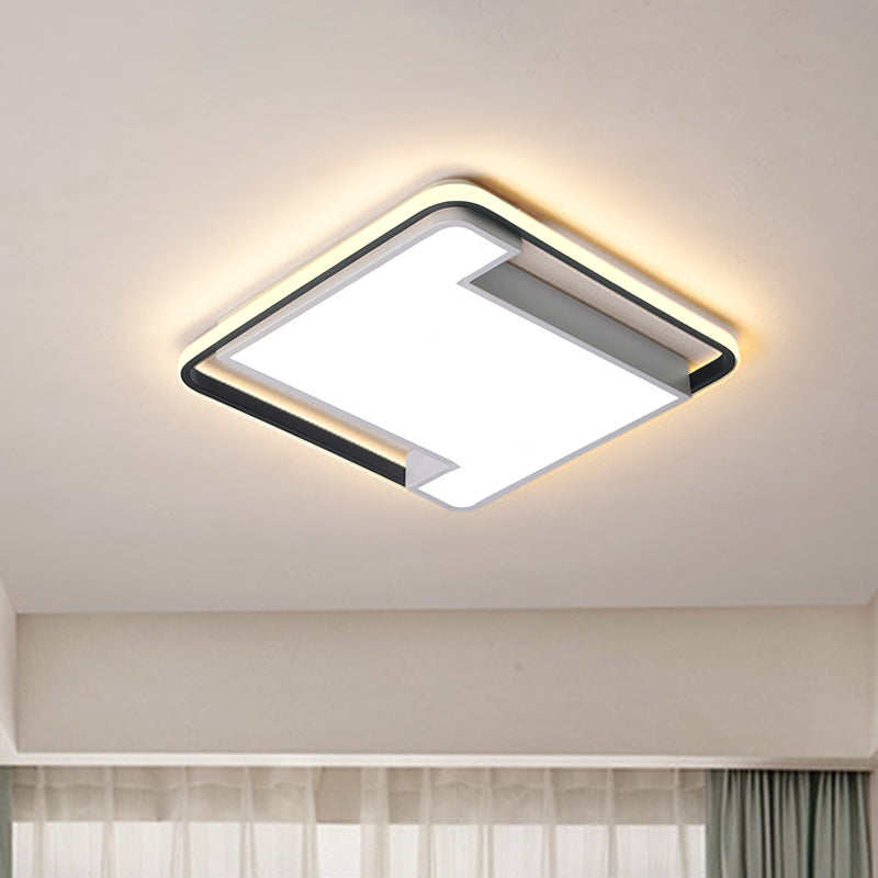 18"/22" Wide Geometry Flush Light Fixture Modern Acrylic Black/White LED Flush Mount Lamp for Bedroom