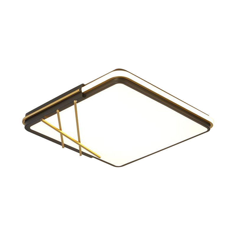 Acryl vierkante inbouw Nordic LED zwarte inbouwverlichting met lijnendecor in warm/wit licht, 16"/19,5" breed
