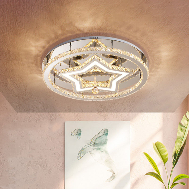 19,5 "/23,5" W étoile semi-chouilleur Montment minimaliste Crystal Great Plafond LED Plafond Aymand en chrome, lumière chaude / blanche