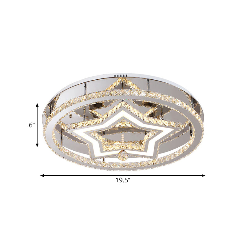 19,5 "/23,5" W étoile semi-chouilleur Montment minimaliste Crystal Great Plafond LED Plafond Aymand en chrome, lumière chaude / blanche