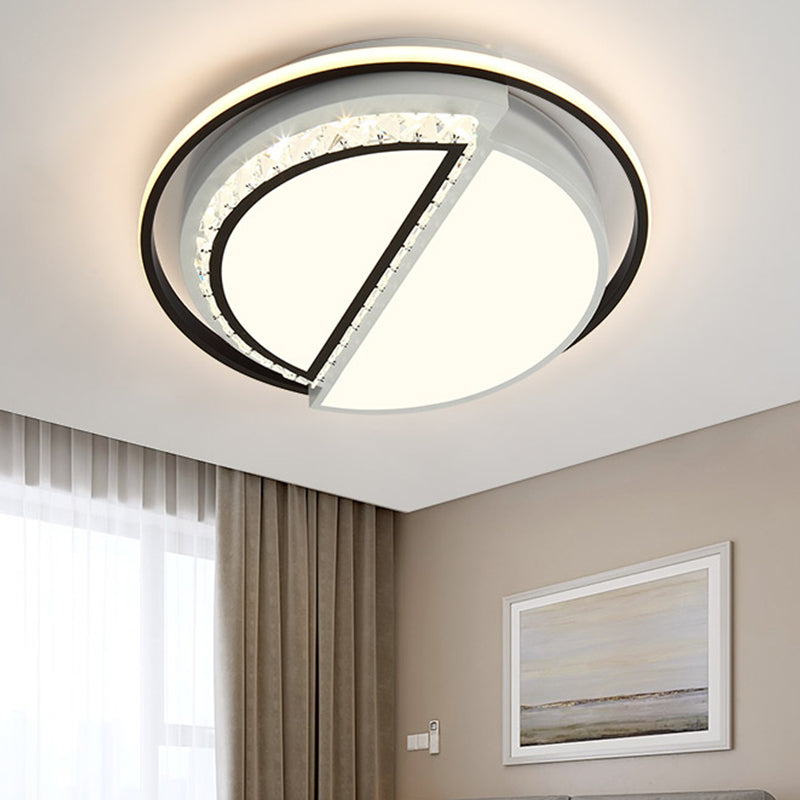 Minimalist Round/Star Ceiling Lamp Crystal Block Sleeping Room LED Flush Mount in Black, Warm/White Light