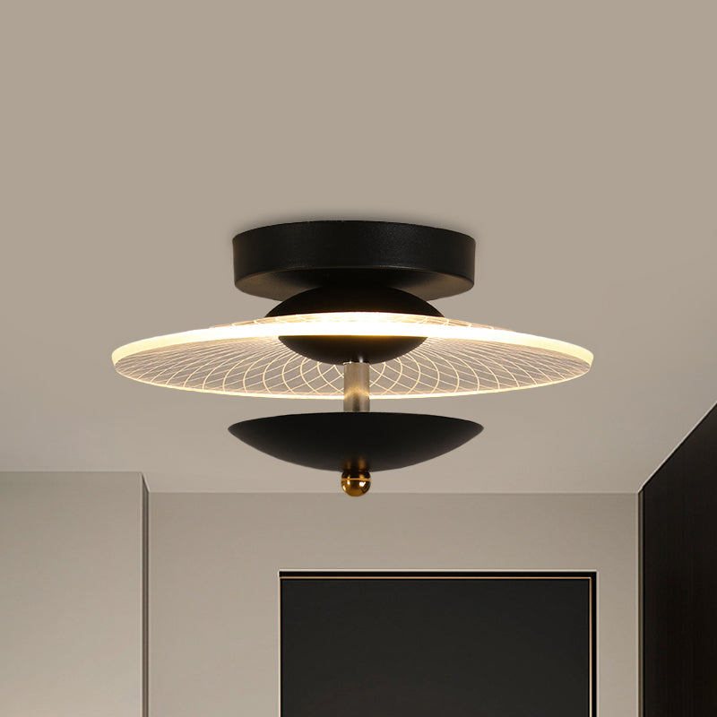 Runde Acryl halb Flush Light Contemporary Black/Gold Finish LED -Deckenbeleuchtung in warmem/weißem Licht für Korridor