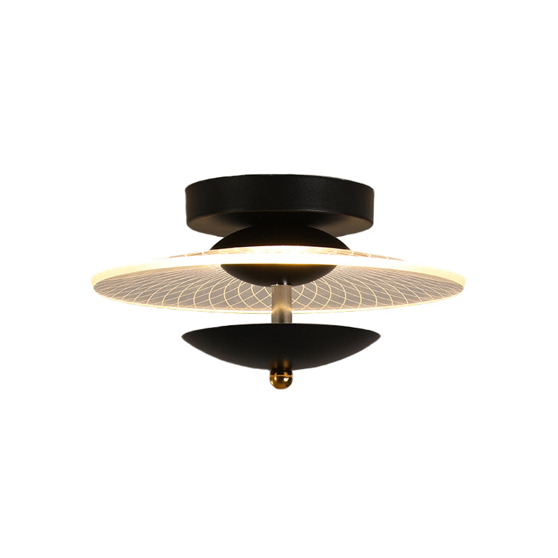 Runde Acryl halb Flush Light Contemporary Black/Gold Finish LED -Deckenbeleuchtung in warmem/weißem Licht für Korridor