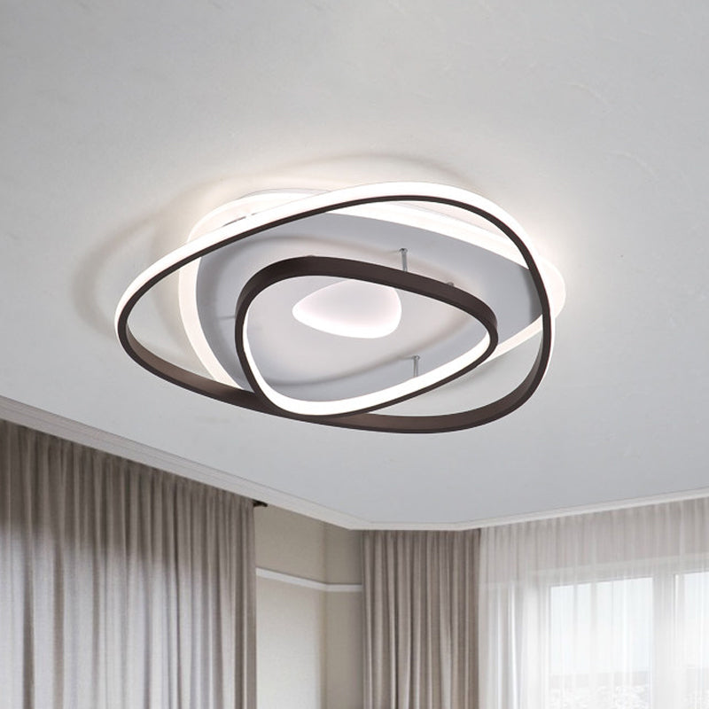 Black Triangle Flushmount Contemporary LED Acrylic Flush Mount in Warm/White Light, 17"/21"/25" Wide