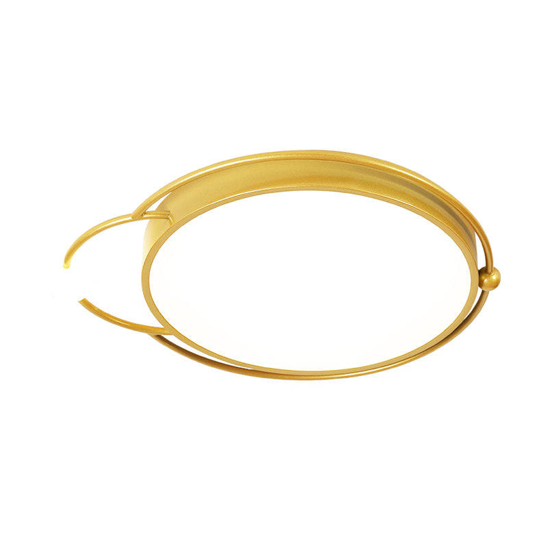 Iron Rounded Flush Light Fixture Modernist 17"/20.5" Wide LED Flush Mount Lamp in Black/Gold, Warm/White Light