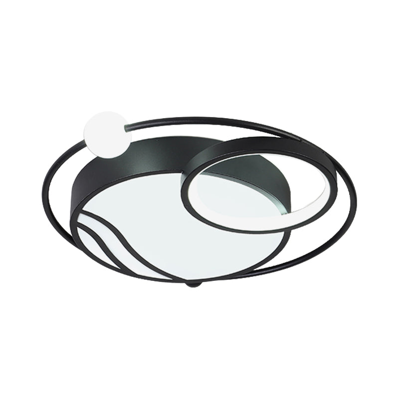 Metal Circular Ceiling Light Fixture Nordic Black/Gold LED Flushmount Lighting in Warm/White Light, 16.5"/20.5" W