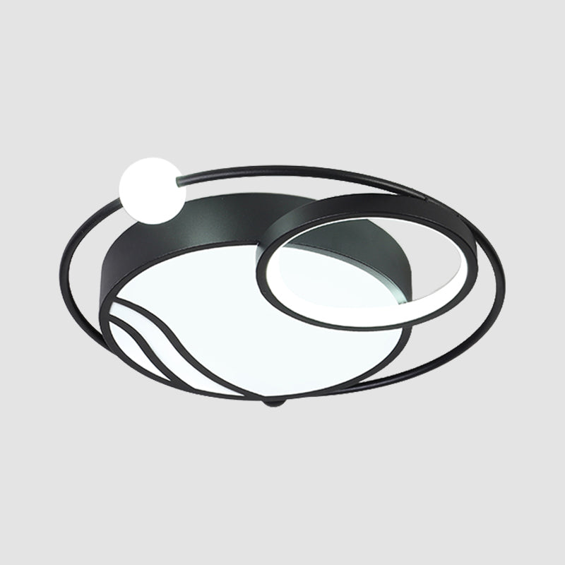 Metal Circular Ceiling Light Fixture Nordic Black/Gold LED Flushmount Lighting in Warm/White Light, 16.5"/20.5" W