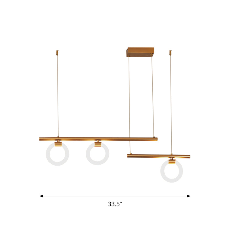 Round and Linear Chandelier Lamp Modernism Metal 33.5"/39"/47" Wide LED Gold Hanging Light Kit, Warm/White Light