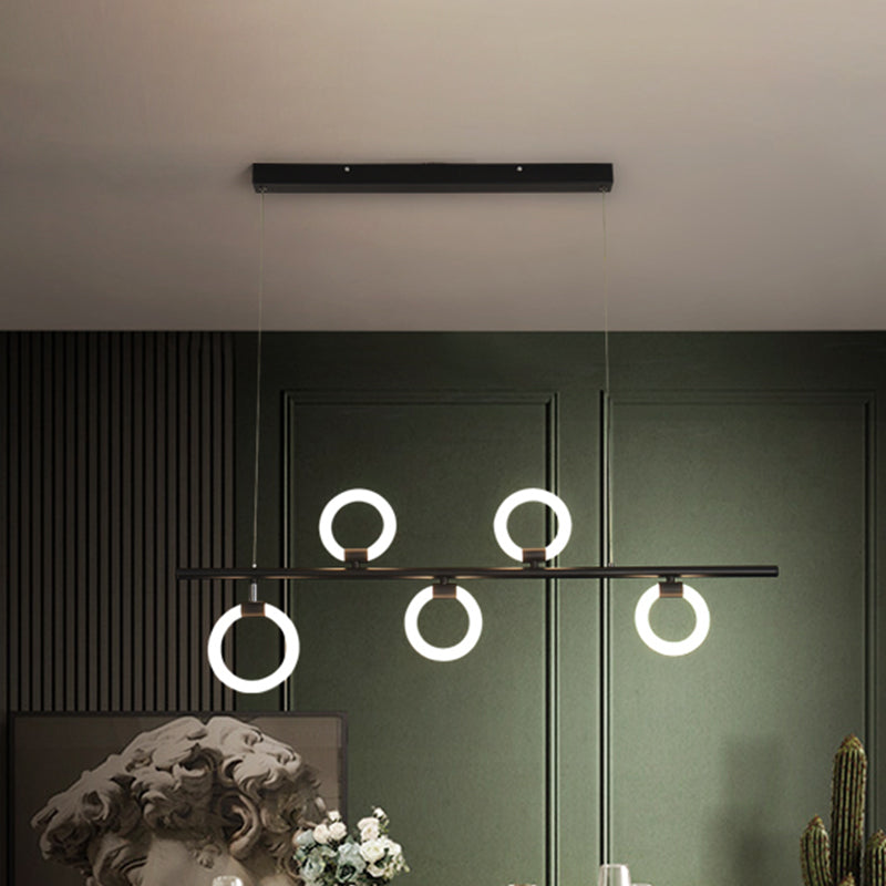 Luz de lámpara metálica lineal Luce Nordic LED Black Lighting con anillos con luz cálida/blanca, 31.5 "/39"/47 "W