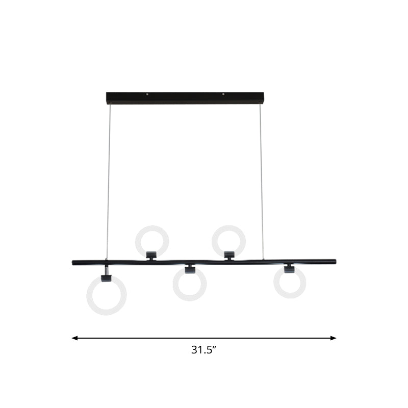 Luz de lámpara metálica lineal Luce Nordic LED Black Lighting con anillos con luz cálida/blanca, 31.5 "/39"/47 "W