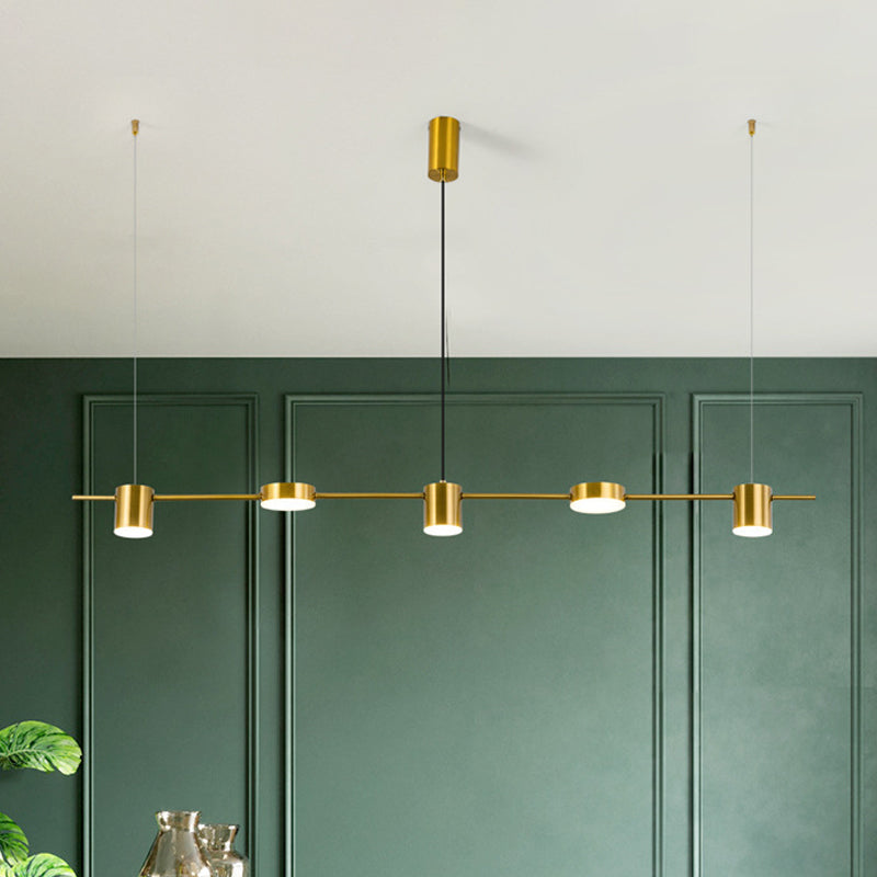 Lineaire metalen kroonluchter licht Modern 3/5 kopjes zwart/goudhangende lamp met roteerbare tint, warm/wit licht