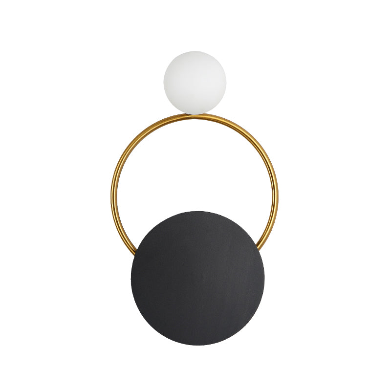 Zwart afgeronde wandlamp Modernisme Modernisme Led metalen wandgemonteerde verlichting in wit/geel licht