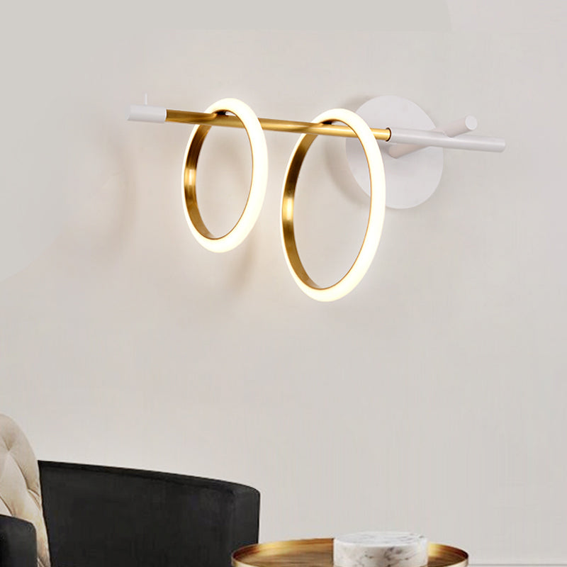 Ring Metal Wall Mount Lighting Modernist Black/White LED Wall Light Fixture with Straight Arm for Living Room