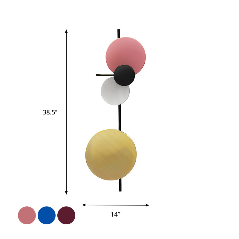 Circular Wall Mount Light Nordic Metallic Blue/Red/Pink LED Wall Lighting Fixture for Living Room