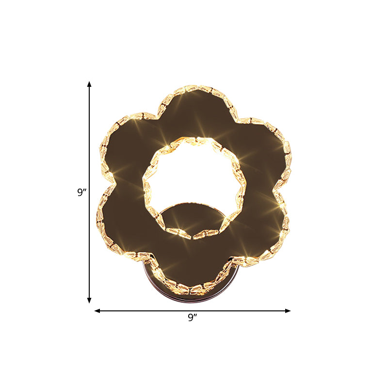 Hand-Cut Crystal Flower/Star Sconce Modernism LED Wall Mounted Lighting in Chrome, Warm/White Light