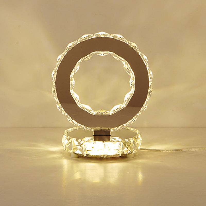 Luce da tavola a forma di ruota a forma di panoramica a LED CRIDULATO CRIDULATO CONTEMINGARE LAMPAGNO NOTTE NOTTE NOTTE IN CHROME, LUCE COLDA/BIANCA