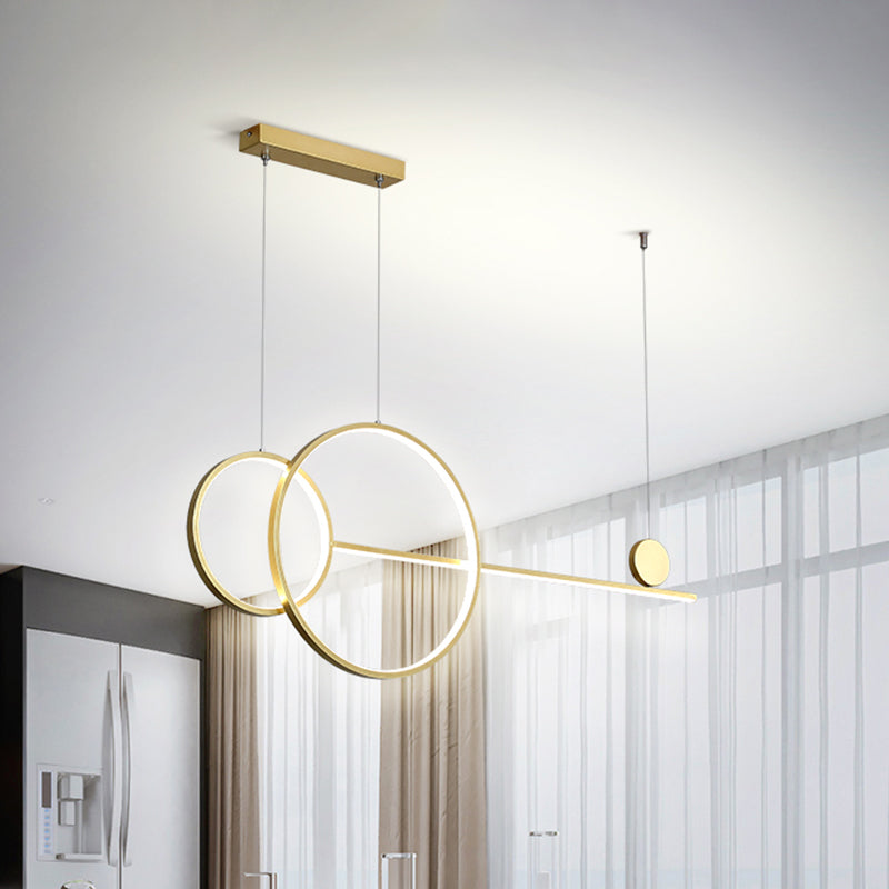 Idee di illuminazione dell'isola circolare nera/oro lampada lampadario acrilico a led nordica con design di linea