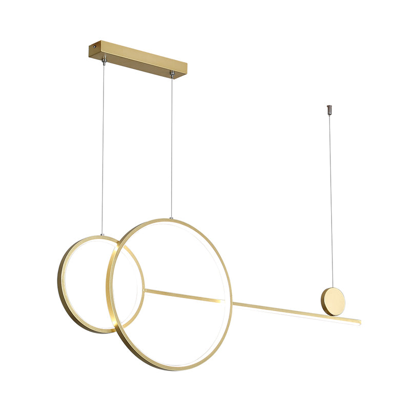 Idee di illuminazione dell'isola circolare nera/oro lampada lampadario acrilico a led nordica con design di linea