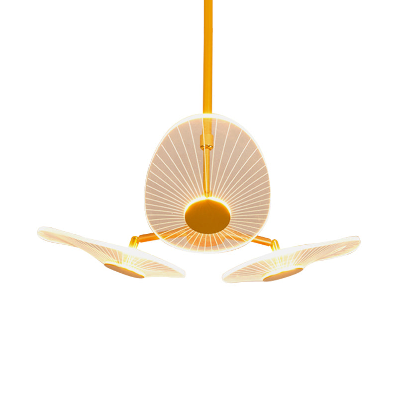 Ovales Kronleuchter leicht modernistische Acryl -LED -Goldhanglampen -Kit in warmem/weißem Licht für Schlafzimmer