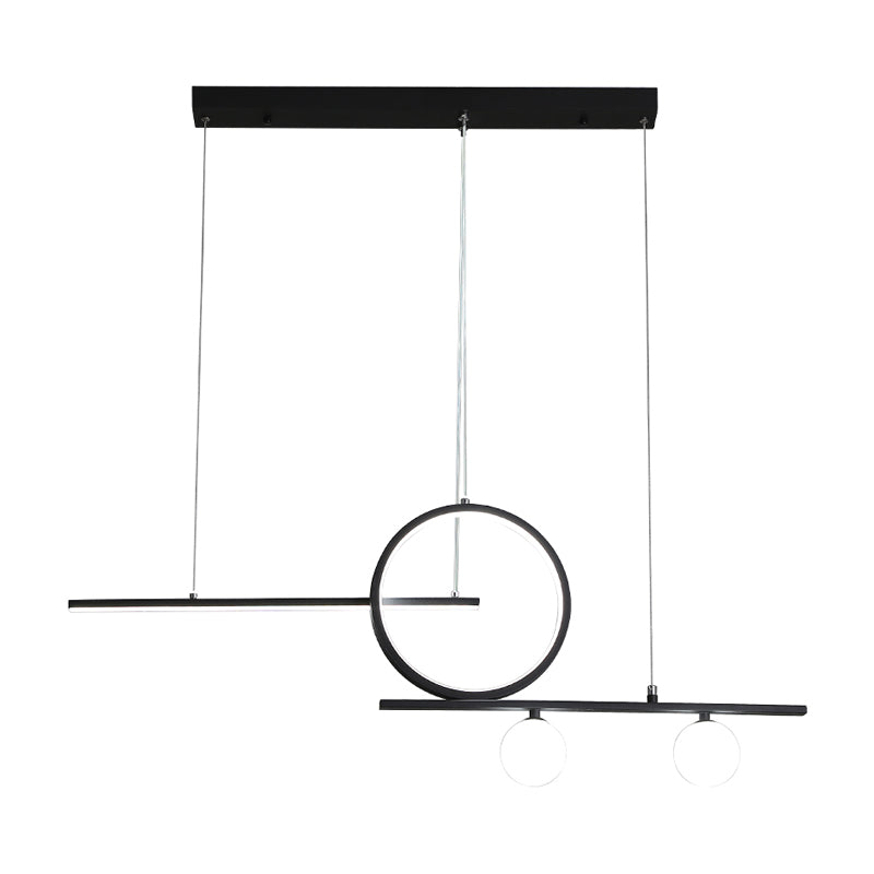 Linear Island Lighting Nordic Metal Black/White/Gold LED Hanging Lamp with Frosted Glass for Dining Room