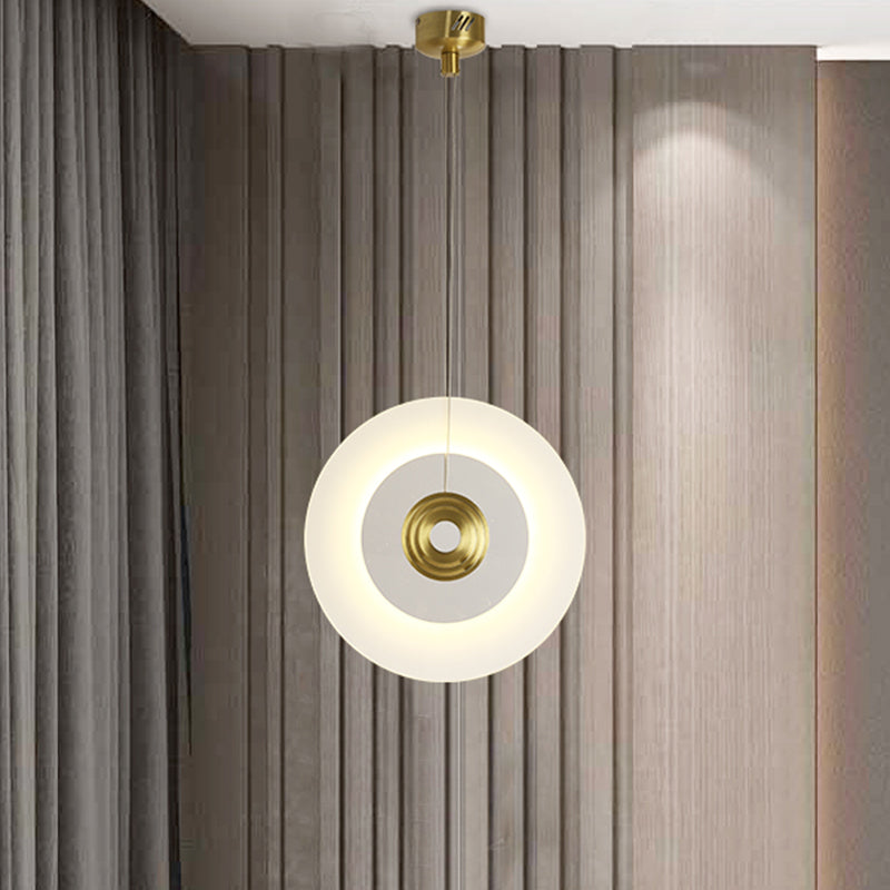 Moderne LED -hanglamp met een witte glazen schaduw Zwart/gouden cirkelvormige hanglamp, 12 "/14"/16 "W