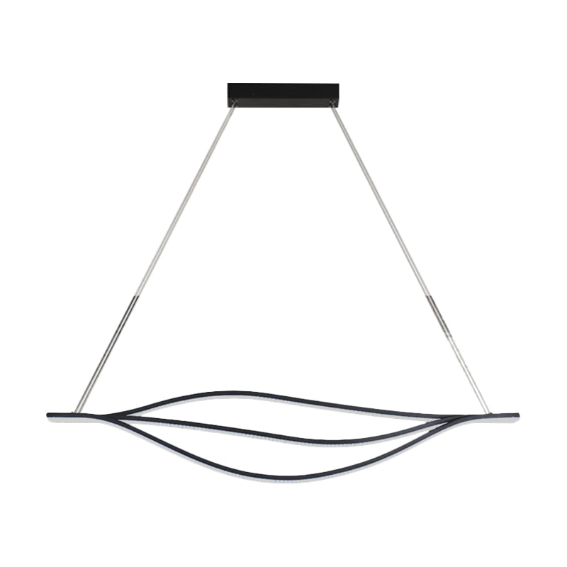 Metallic Leaf-Like Island Lighting Nordic LED Black Pendant Light Kit in Warm/White Light, 31.5"/39"/47" Wide