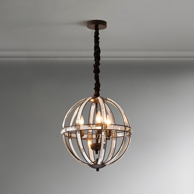 Eenvoud Global Pendulum Light Crystal ingelegde single bulb restaurant Pendant Kroonluchter in zwart/goud