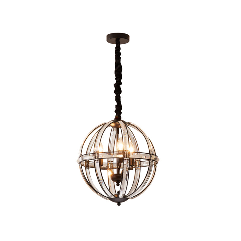 Eenvoud Global Pendulum Light Crystal ingelegde single bulb restaurant Pendant Kroonluchter in zwart/goud